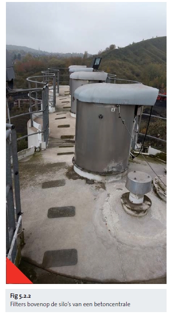 Filters bovenop de silo’s van een betoncentrale
